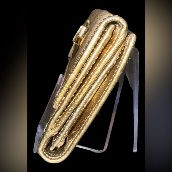 Gucci Princy Long Trifold Flap Wallet Gold Metallic and Brown GG Monogram Bow - Picture 9 of 17